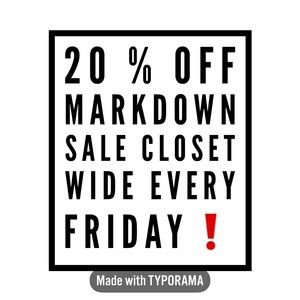 20% OFF MARKDOWN SALE CLOSETWIDE❗️